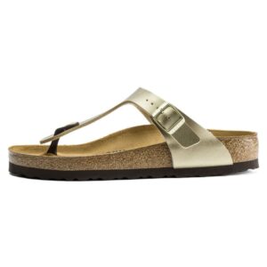 Birkenstock Womens Sandals – Slip-on Flip-flop Shoes – Metallic Gold (size 8)