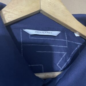 Jack & Jones Men’s Navy & White Geometric Polo Shirt – Size Medium