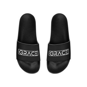 Mens Black Slide Sandals - Grace Christian Inspiration Word Art