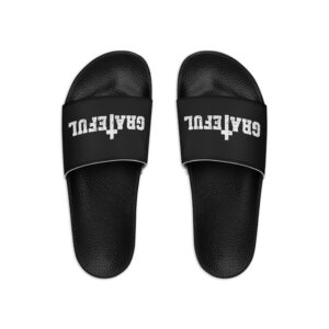 Mens Black Slide Sandals – Grateful Christian Inspiration Affirmation