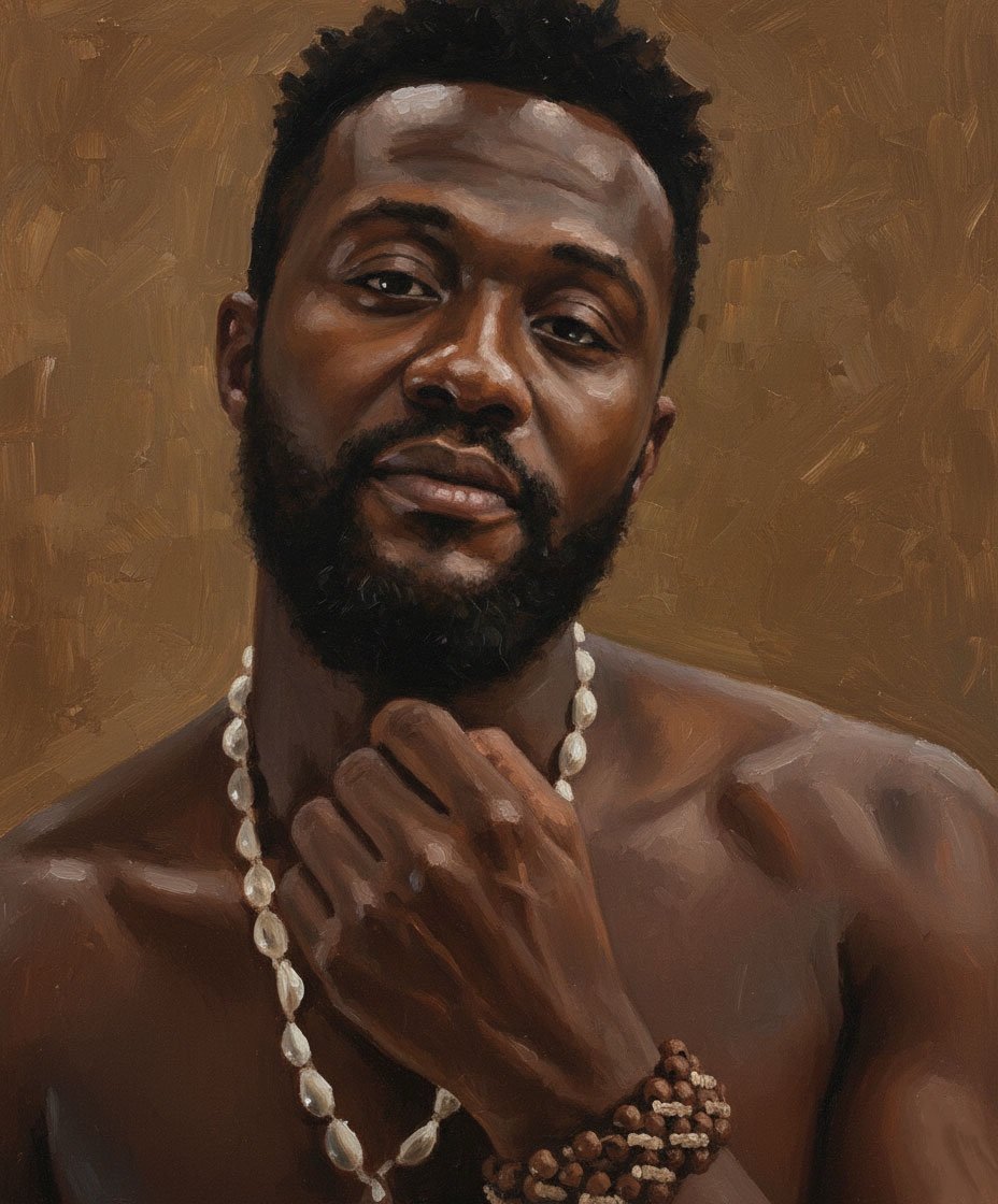 Home The Pensive Man with Cowrie Beads