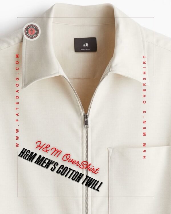 H&M Men's Cotton Twill Zip Overshirt