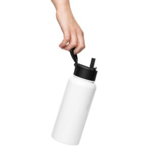 stainless steel water bottle with a straw lid